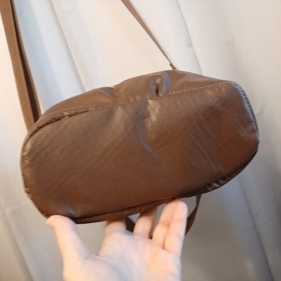 New Bucket Saddle Bag Purse Tote Brown Mustard Chevron Aztec print Pleather - Picture 7 of 10